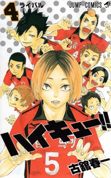 人気マンガ、ハイキュー、漫画本の4巻です。作者は、古舘春一です。